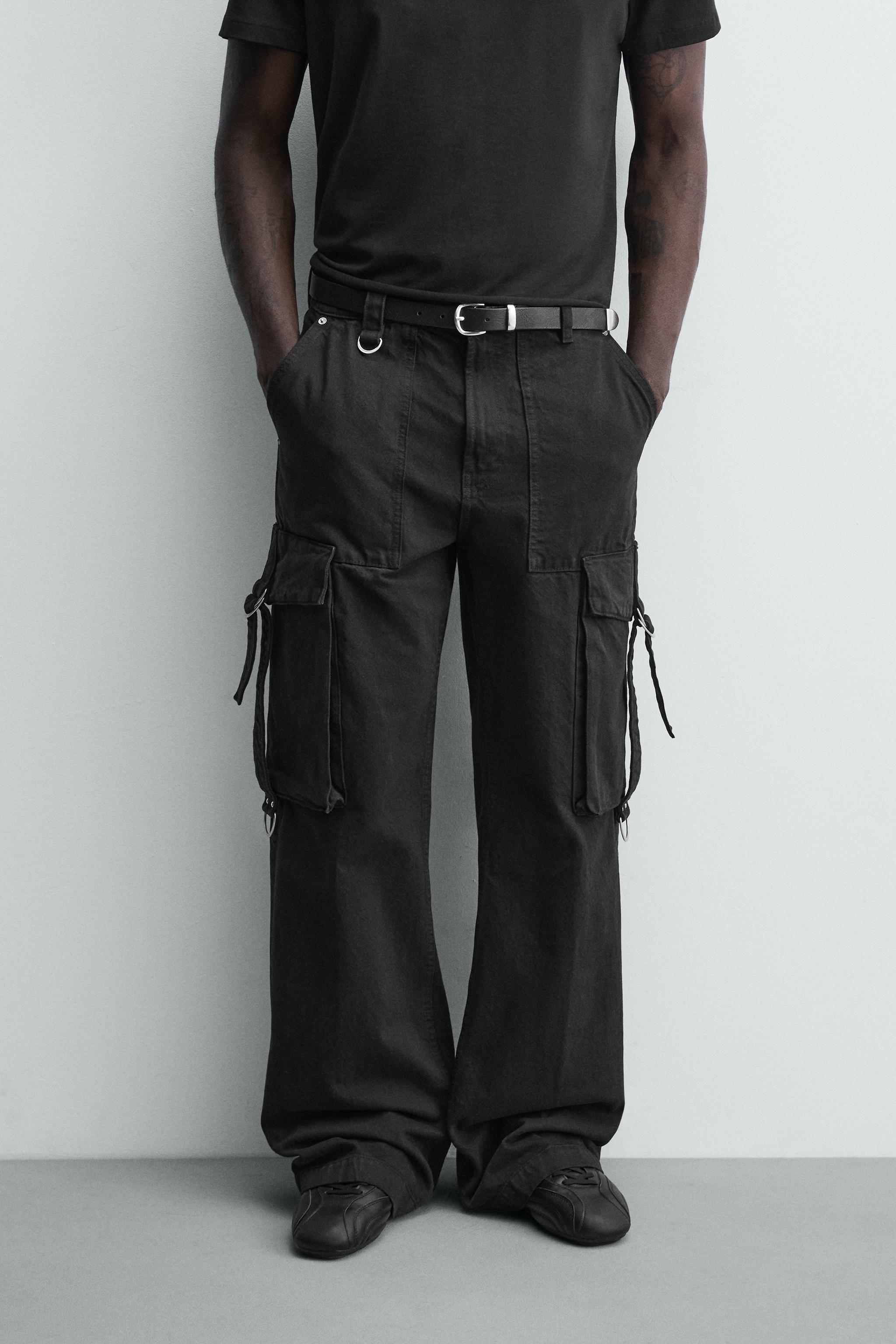 RELAXED FIT CARGO PANTS WITH STRAPS